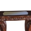 Traditional End Table with Cabriole Legs and Wooden Carving, Brown