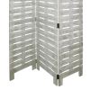 Textured 3 Panel Foldable Wooden Screen with Slats, Gray