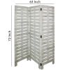 Textured 3 Panel Foldable Wooden Screen with Slats, Gray