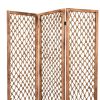 3 Panel Traditional Foldable Screen with Rope Knot Design, Brown