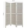 3 Panel Foldable Wooden Shutter Screen with Straight Legs, White