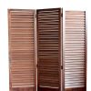 Traditional Foldable Wooden Shutter Screen with 3 Panels, Brown