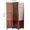 Traditional Foldable Wooden Shutter Screen with 3 Panels, Brown