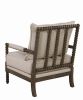 Cushioned Back Fabric Upholstered Spindle Accent Chair, Beige and Brown