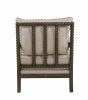Cushioned Back Fabric Upholstered Spindle Accent Chair, Beige and Brown