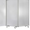 Accordion Style Plastic Inserts 3 Panel Room Divider with Casters, Gray
