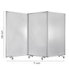 Accordion Style Plastic Inserts 3 Panel Room Divider with Casters, Gray