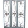 72 Inch 3 Panel Metal Room Divider, Motif Panels, Gray