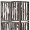 Contemporary 3 Panel Wooden Screen with Log Design, Brown