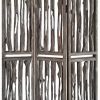 Contemporary 3 Panel Wooden Screen with Log Design, Brown