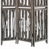 Contemporary 3 Panel Wooden Screen with Log Design, Brown