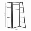 Modern Style 3 Panel Metal Screen with Hooks and Rod Hangings, Black