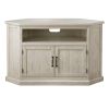 Rustic Style Wooden Corner TV Stand with 2 Door Cabinet, White