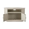 Rustic Style Wooden Corner TV Stand with 2 Door Cabinet, White