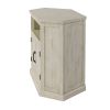 Rustic Style Wooden Corner TV Stand with 2 Door Cabinet, White