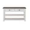 Coastal Rectangular Wooden Console Table with 2 Drawers, White and Gray