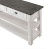 Coastal Rectangular Wooden Console Table with 2 Drawers, White and Gray