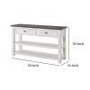 Coastal Rectangular Wooden Console Table with 2 Drawers, White and Gray