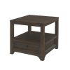 Rectangular Wooden End Table with 1 Drawer and 1 Open Shelf, Brown