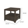 Rectangular Wooden End Table with 1 Drawer and 1 Open Shelf, Brown