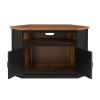 Rustic Style Wooden Corner TV Stand with 2 Door Cabinet, Brown