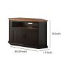 Rustic Style Wooden Corner TV Stand with 2 Door Cabinet, Brown