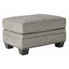 Leatherette Wooden Ottoman with Nailhead Trim Details, Gray