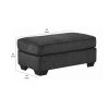 Rectangular Textured Fabric Upholstered Ottoman, Charcoal Gray