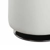 18 Inch Round Swivel Ottoman, Vegan Faux Leather, Tufted Seat, White, Chrome