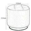 18 Inch Round Swivel Ottoman, Vegan Faux Leather, Tufted Seat, White, Chrome