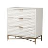 Honeycomb Design 3 Drawer Chest with Metal Legs, Small, White