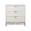 Honeycomb Design 3 Drawer Chest with Metal Legs, Small, White
