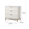 Honeycomb Design 3 Drawer Chest with Metal Legs, Small, White