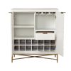 Honeycomb Design 2 Door Bar Cabinet with Metal Legs, White
