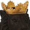 16 Inch Modern Decorative Lion Figurine Statue, Polyresin, Crown Top, Espresso
