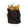 16 Inch Modern Decorative Lion Figurine Statue, Polyresin, Crown Top, Espresso