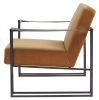 Metal Frame Accent Chair with Padded Seat and Back, Orange and Bronze