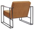 Metal Frame Accent Chair with Padded Seat and Back, Orange and Bronze