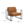 Metal Frame Accent Chair with Padded Seat and Back, Orange and Bronze