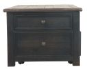 Wooden Lift Top Coffee Table with Drawers and Caster, Black and Brown
