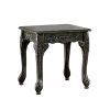 3 Piece Table Set with Cabriole Legs and Wooden Floral Motifs, Gray