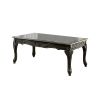 3 Piece Table Set with Cabriole Legs and Wooden Floral Motifs, Gray