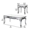 3 Piece Table Set with Cabriole Legs and Wooden Floral Motifs, Gray