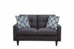Fabric Upholstered Wooden Loveseat with Tufted Back, Gray