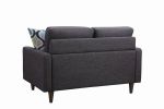 Fabric Upholstered Wooden Loveseat with Tufted Back, Gray