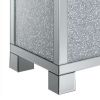 Wooden End Table with Infused Crystals on Mirrored Panel, Silver and Clear