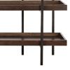 Bookcase with 5 Fixed Wooden Shelves and Metal Frame, Brown and Black