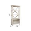 X Shape Back Bookcase with 3 Open Shelves and 1 Open Compartment, White