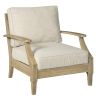 Traditional Wooden Chair with Fabric Cushioned Seating, Beige and Brown