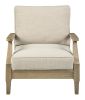 Traditional Wooden Chair with Fabric Cushioned Seating, Beige and Brown
